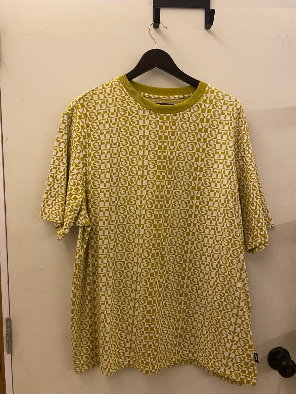 Stussy Yellow & White All-Over Logo Tee